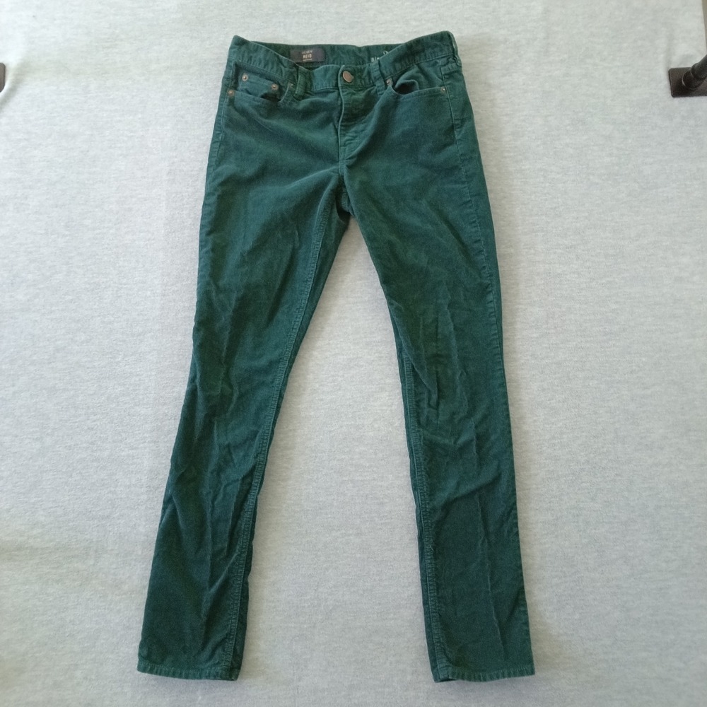 J.Crew Reid Forest Green Corduroy Straight Leg Pants Size 27 Cotton
